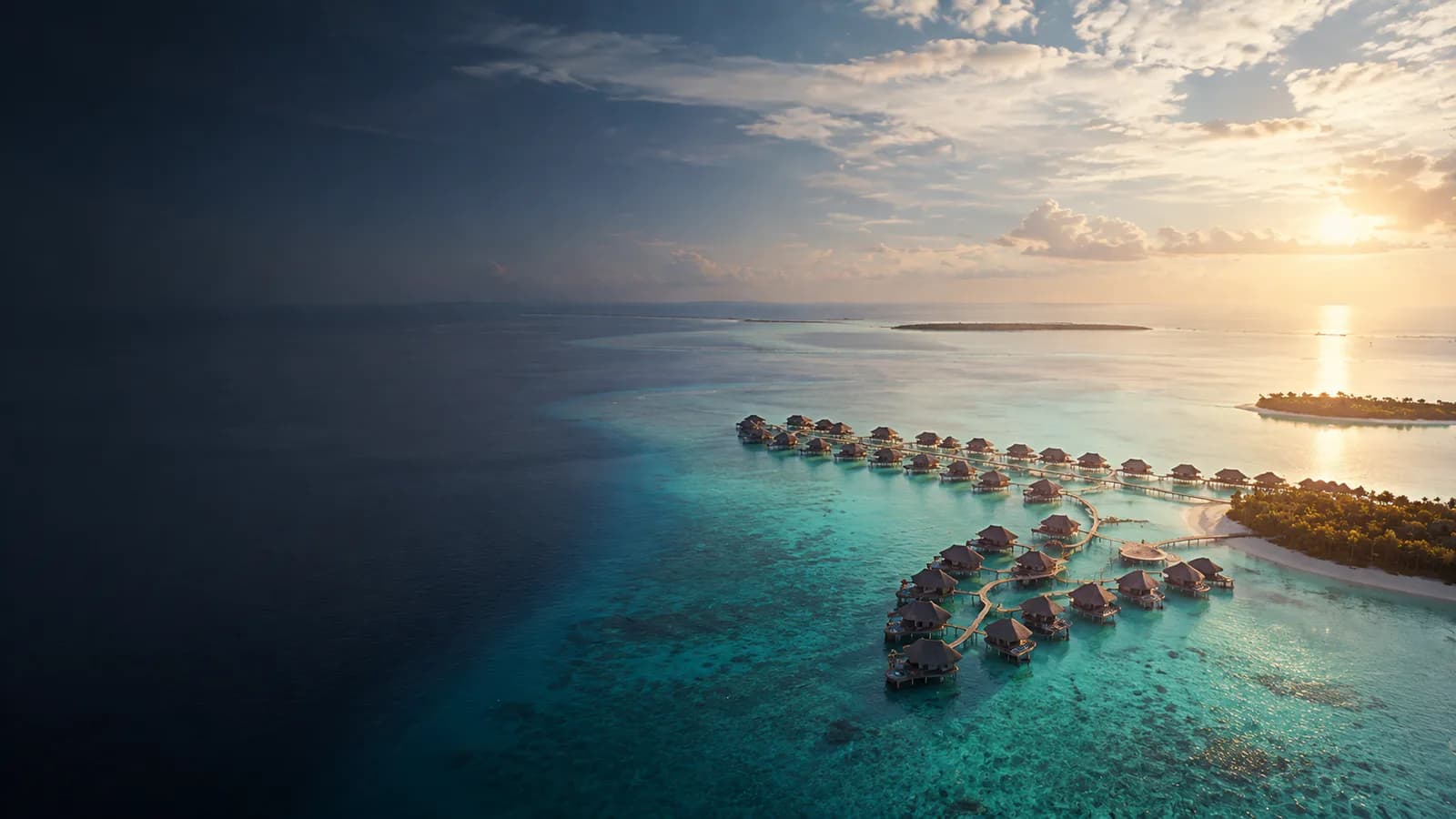 Private island villas over the Indian Ocean